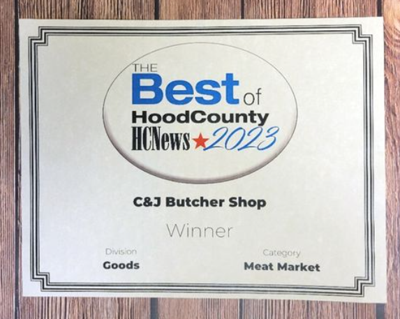 Best Of Hood County 2023 - CJ Butcher Shop