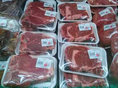 U.S.D.A Choice Strip steaks, T-Bone, Prime Sirloin, Chioce Ribeye, Choice Filet Mignon, Prime Rib, London Broil, Cube Steak, Eye of Round, Top Round